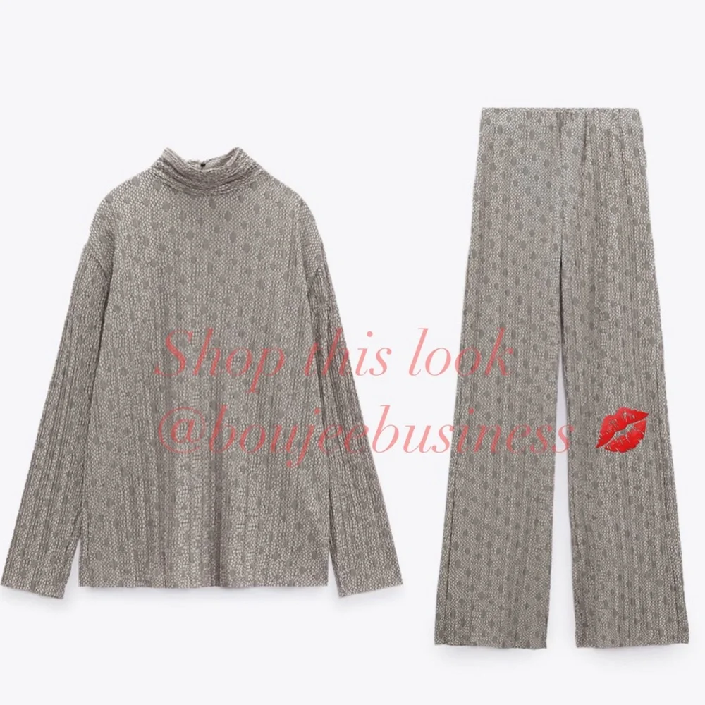 ZARA 2pcs Pleated Jacquard Top + Pants Coord Set BNWT - Picture 7 of 7